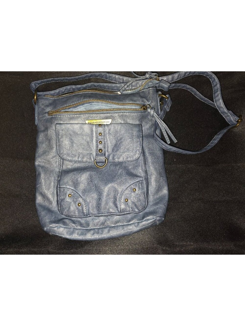 Stone Mountain USA Blue Crossbody Bag With Multiple Zipper Pockets & Adjustable